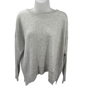 Kerisma Oversized Gray Distressed High Low Cropped Tops Knit Sweater Womens S/M
